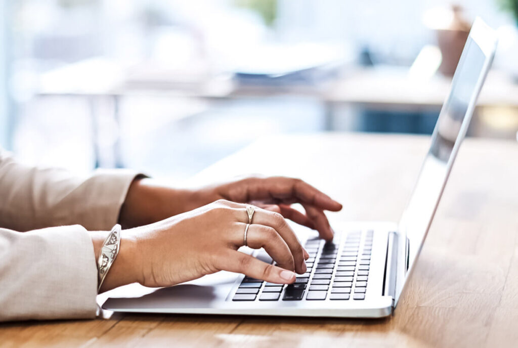 A woman using a laptop