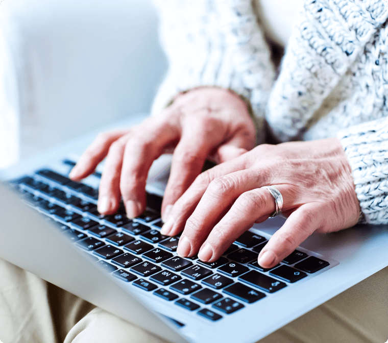 A woman using a laptop