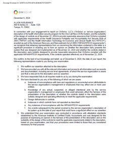 OnSolve - One Call Now - Type 1 HIPAA Management Representation Letter
