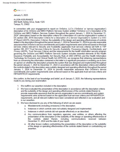 OnSolve & MIR3 - Type 2 - SOC 3 HIPAA Management Representation Letter